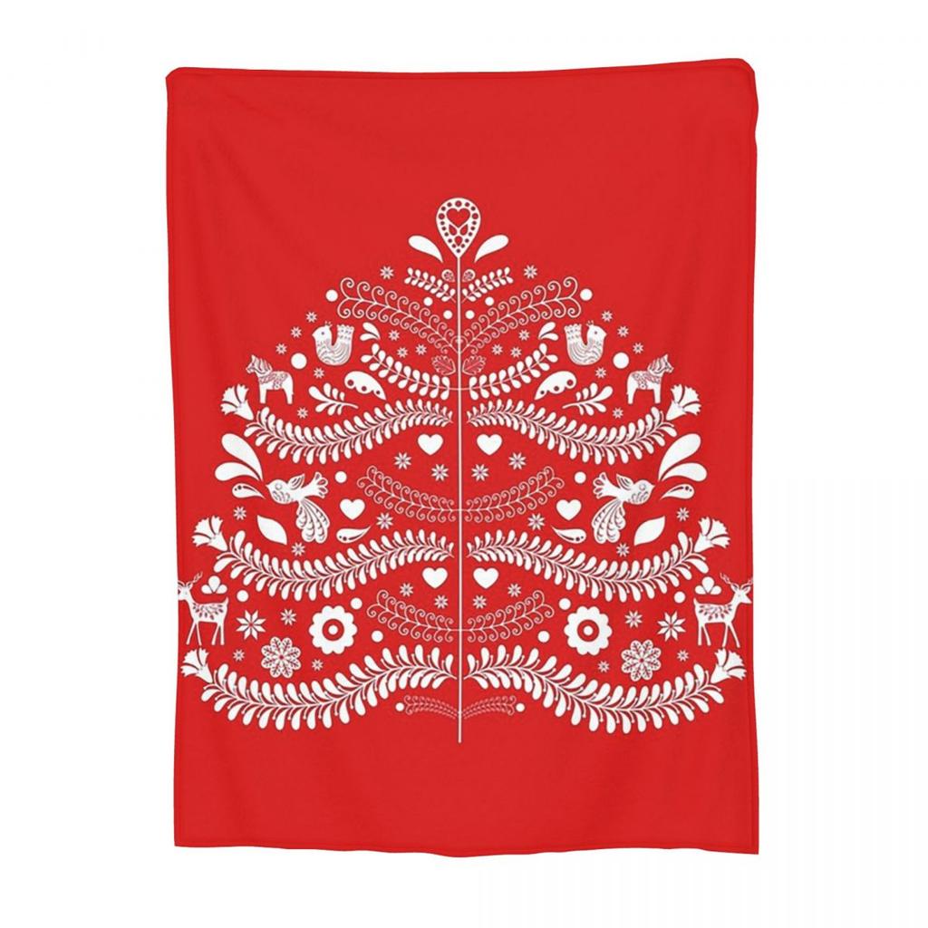 Christmas Snowflakes On Red Xmas  Blanket Soft Warm Flannel Throw Blanket Cover for Bed Living room Picnic Travel Home Sofa