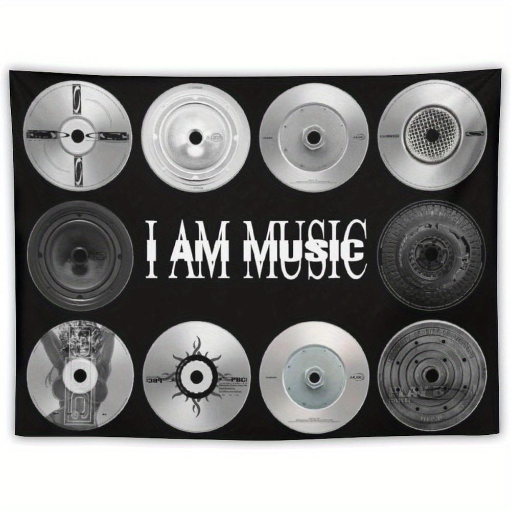 

I AM MUSIC Retro CD Collection Tapestry Perfect for Bold Unique Stylish Nostalgic Home Decor with Vintage Charm 74x94cm(29x37in)