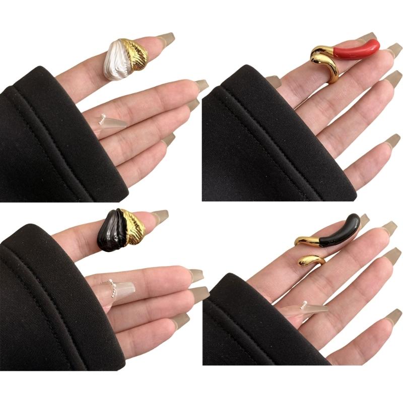 Unregelmäßiger Wassertropfen Offener Ring für Damen Verstellbarer Gebogener Öffnungs-Fingerring Zubehör Einzigartiges Festival-Accessoire