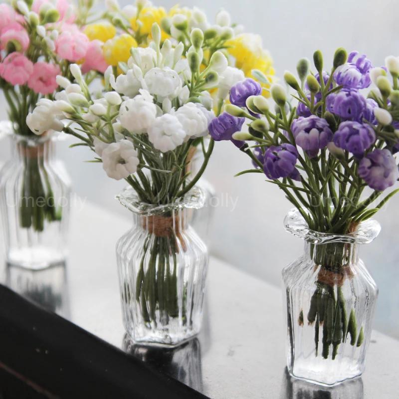 1/6 Scale Mini House Decoration Miniature Dollhouse Glass Flower Vase for BJD Blyth Doll Accessories Toy