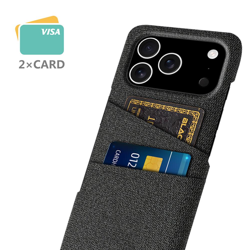 

For iPhone 17 Pro Case Cloth+Hard PC Phone Cover with Dual Card Slots Red