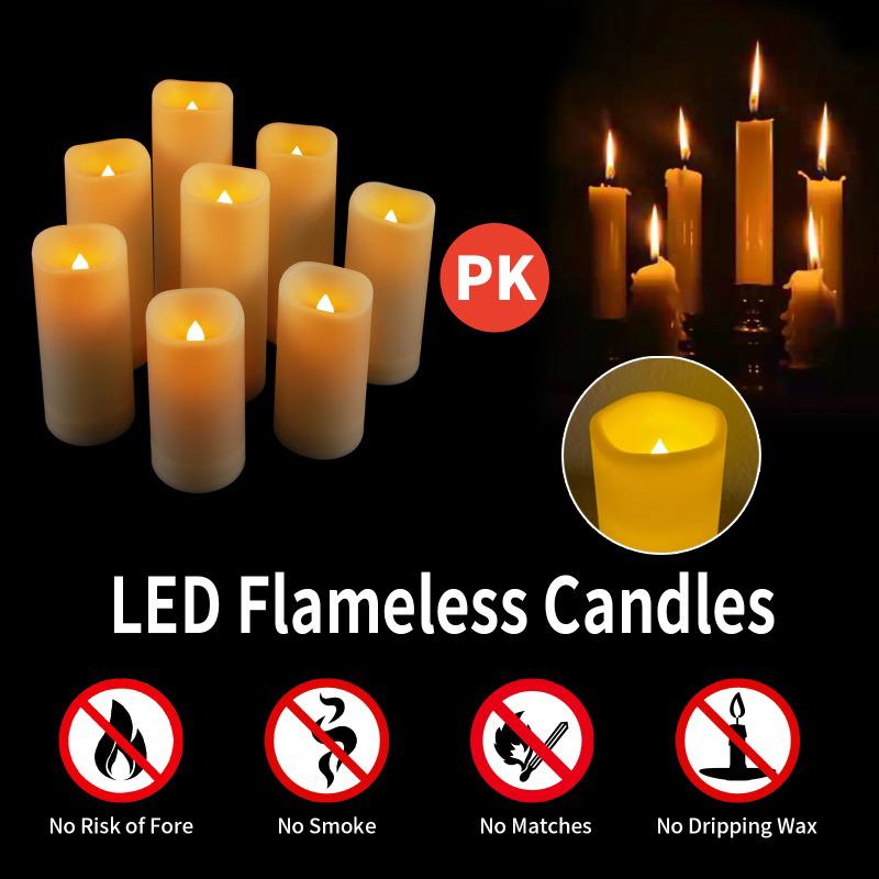 Outdoor Waterproof Flameless Candles Battery Operated LED Pillar Candle with Remote Timer for Home Wedding Holiday Decor