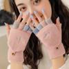 Fashionable Women's Half Finger Autumn and Winter New Style Thick Warm Yarn Knitted Cute Flip Cover with Missing Fingers