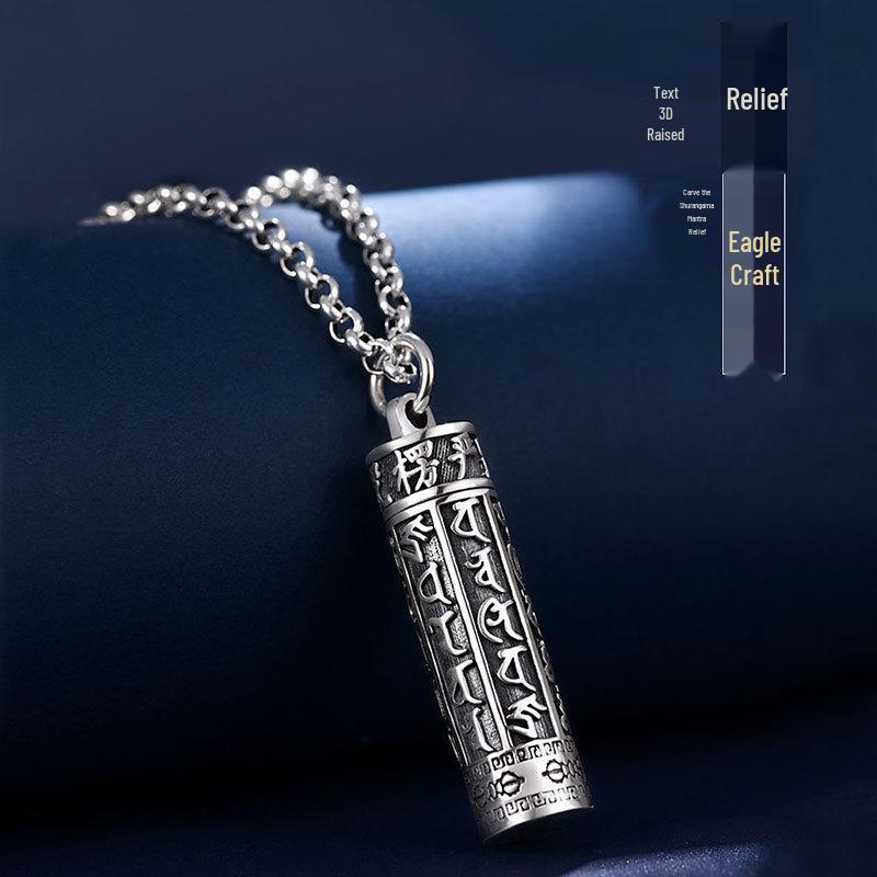 Collier Mantra Shurangama à Six Caractères Ethnique - Pendentif Ouvrable, Cadeau Amulette pour Couple