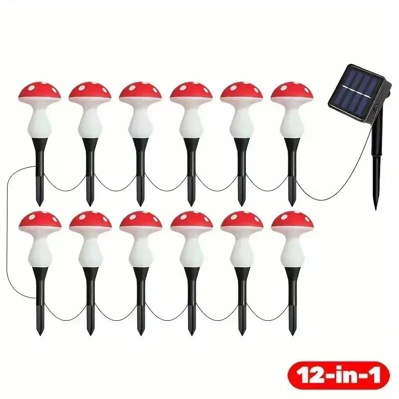 Solar Mushroom Lights Stake 8/12/20 Head Outdoor Garden Decor Fairy Christmas Wedding Party Festive Yard Atmosphere