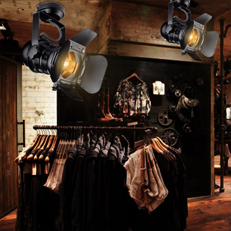 Lampă de fier cu plafon E27 vintage Lampă retro cu lumină industrială, reglabilă cu 4 foi, pentru magazin de haine, bar de cafea, accesoriu în stil mansardă