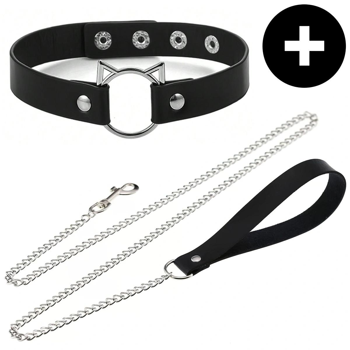 

Готический панк ПУ кожаный чокер с поводком - Регулируемое ожерелье-воротник для женщин, Идеально для Хэллоуина и повседневной носки