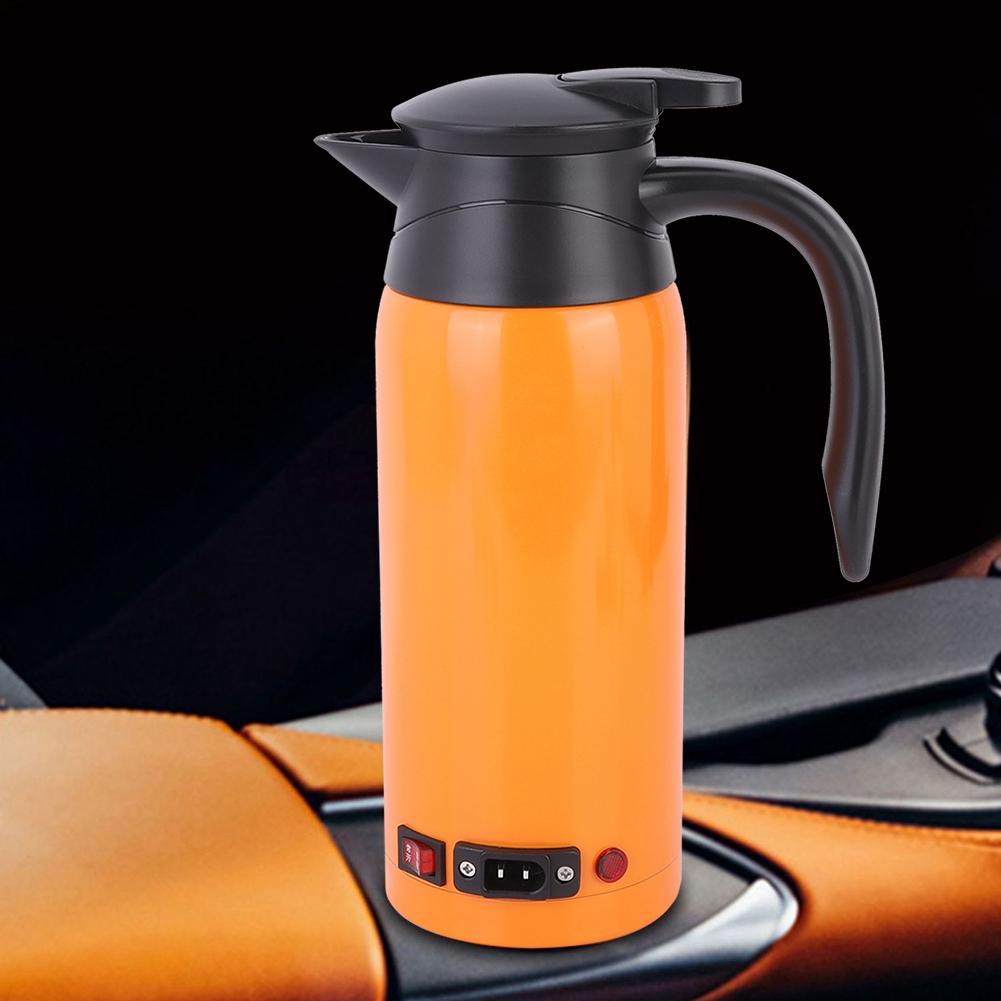 800ml 12V 24V Large Capacity Portable Electric Kettle Water Heating Mug for Truck Car UseOrange