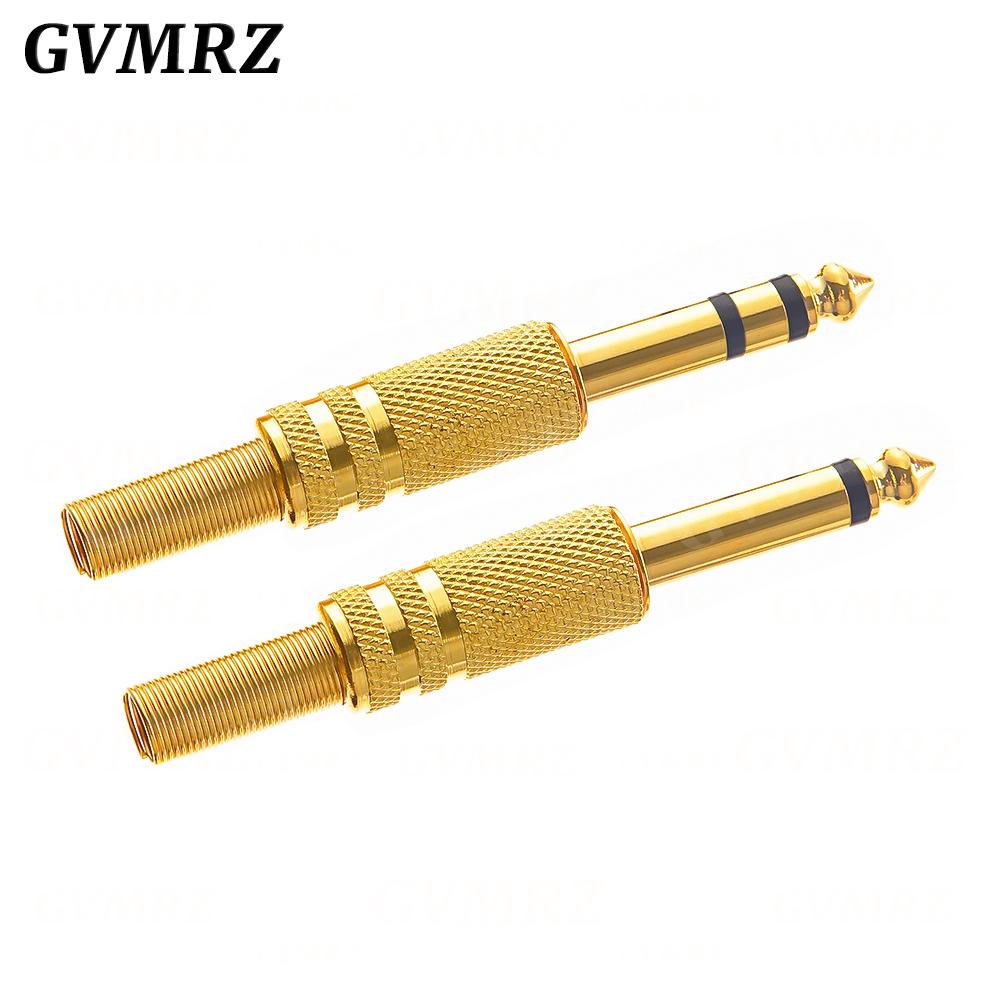 2PCS 6.35mm/6.5mm 2Pole Mono Amplifier Plug 6.35 Stereo Metal Microphone jack plug-in Audio Connector for KTV