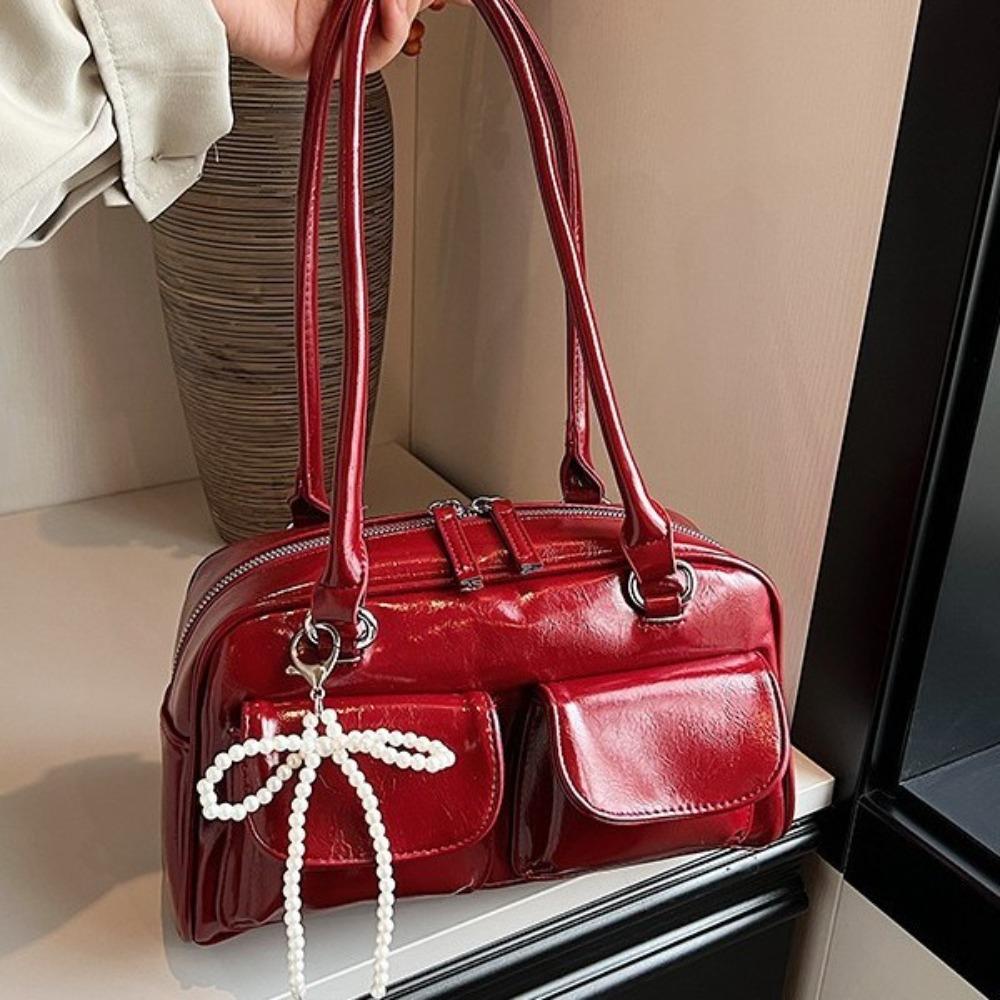 Solid Sewing Thread Fashion Glossy PU Shoulder Bags Fashion Versatile Hand Bags 2026 Hot Sale Bags for Women Bolsas Femininas