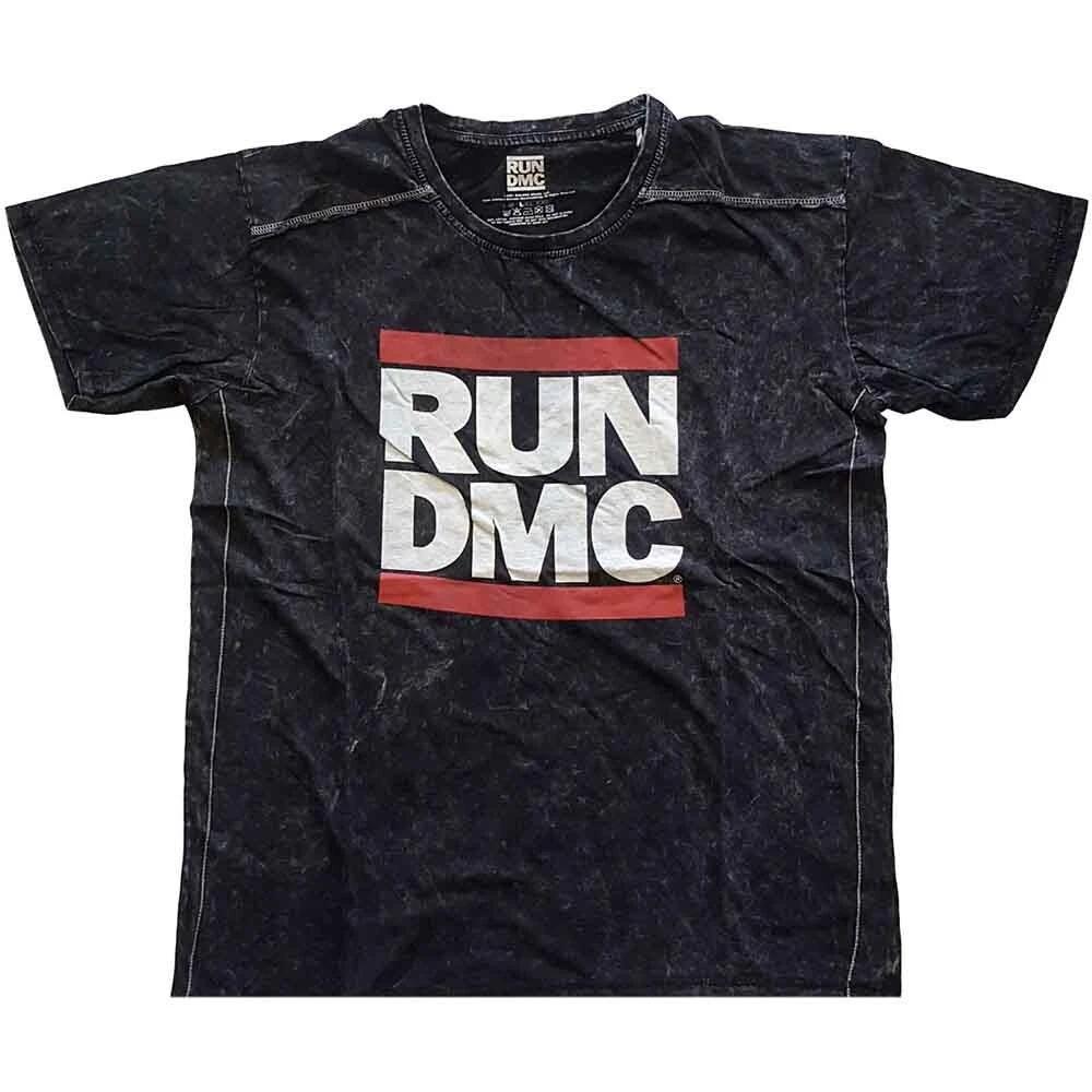 Run DMC  Logo  Black Snow Wash T shirt - NEW L