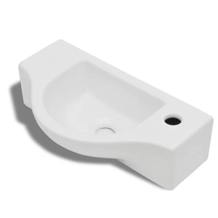 VidaXL Vasque à trou Lavobo pour robinet céramique Blanc pour salle de bain 141930