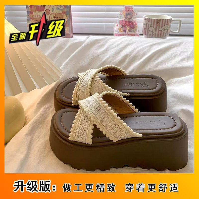 

Модные приморские пляжные крутые шлепанцы темпераментные толстоподошвенные шлепанцы на одно слово женские летние новинки 2025 года 40