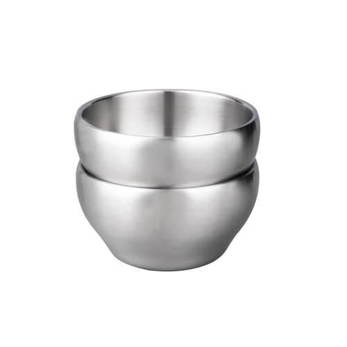 IMEEA Stainless Steel Double-Walled Bowls, 12cm, Ramen Bowls, Noodle Bowls for Udon and Soba, Tableware for Oyakodon (Chicken and Egg Bowls), Insulate