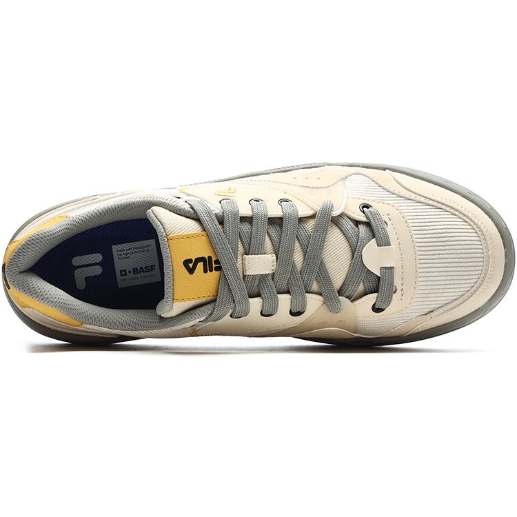 Fila Fusion Bank Fabric Synthetic Leather Fashion Trend Thick Sole Low Top Sneakers Men Sneakers Beige T12M242205FAO