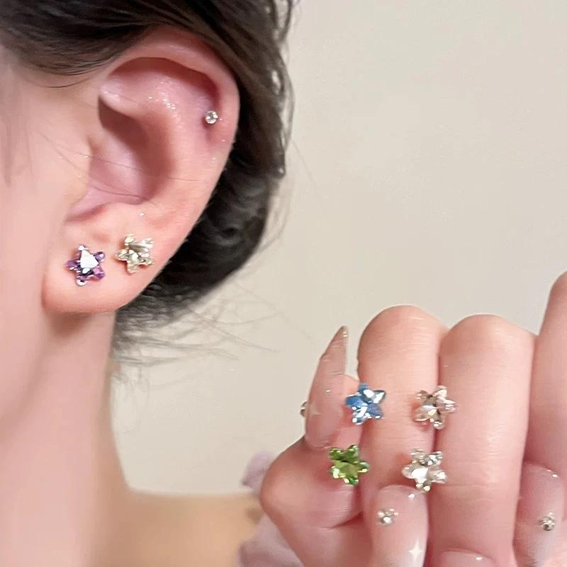 

Korean Style Stud Earrings For Women Shiny Zircon Ear Studs Minimalist Jewelry For Daily Wear Party Wedding Gift