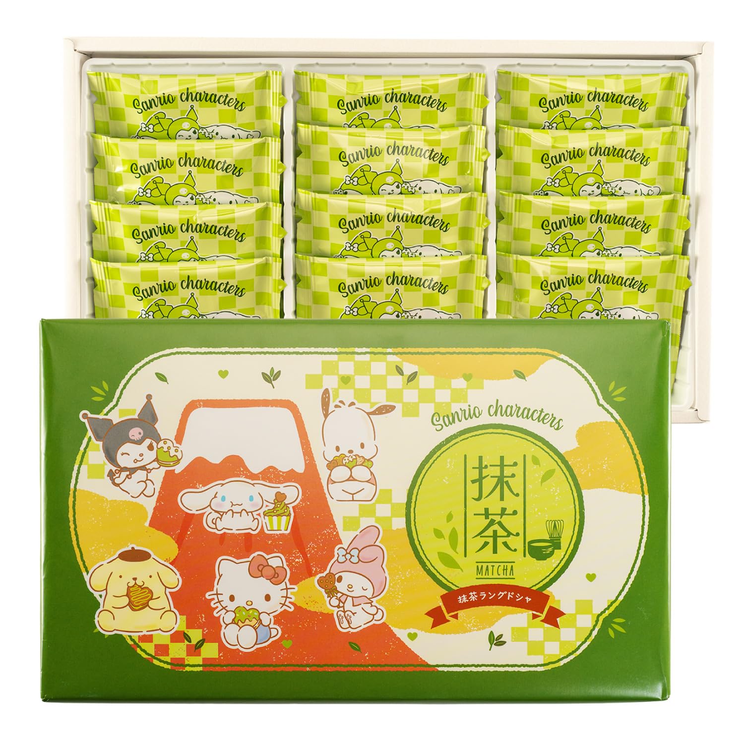 Nagatoya Sanrio Characters Matcha Print Langue de Chat Cookies (12 pieces)