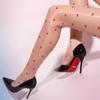 Cute Polka Dot/Love Heart Pattern Ultra-thin No Edge Design High Elastic Stockings Sexy Oil Shiny Silky Over Knee Thigh Socks