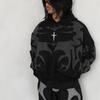 Y2K męska i damska bluza z kapturem hip-hop retro abstrakcyjny wzór nadrukowany harajuku gotycki