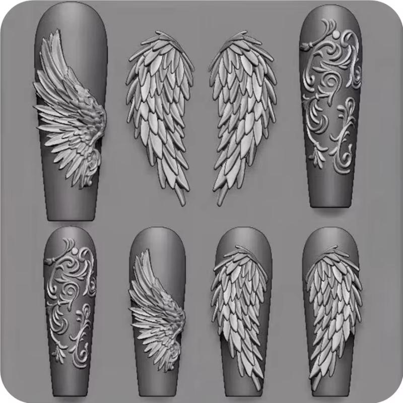 New 1 Piece Kawaii Butterfly Wing Silicone Nails Mold Reusable Templates Stamping 3D DIY Design Nail Art Parts Decorations Tools