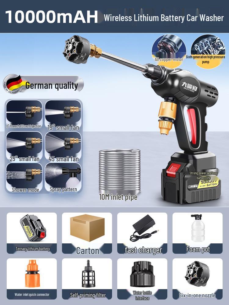 2024 Wireless High-Pressure Car Washer & Disinfection Spray Gun