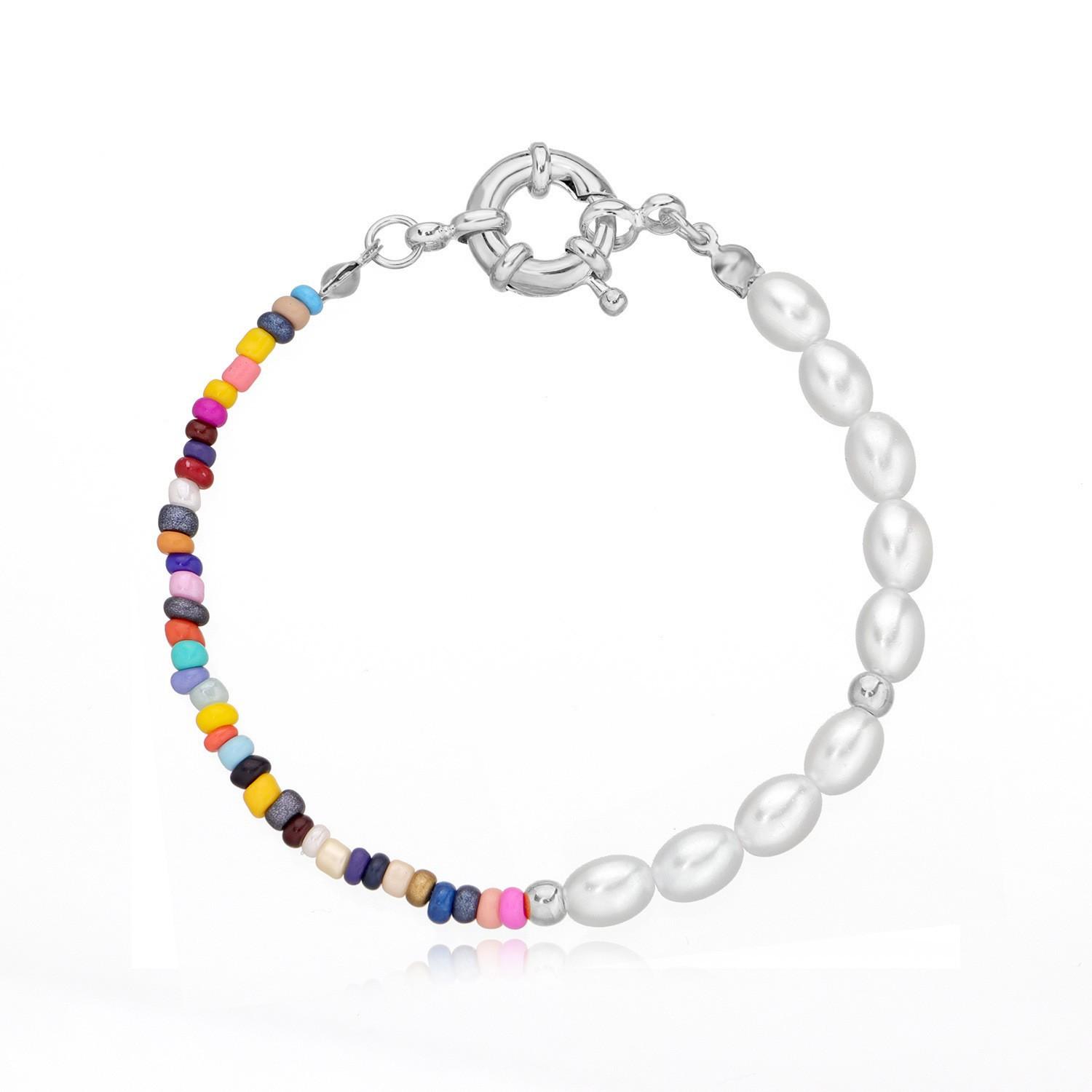 

Jewelry DIY rice bead pearl rudder fishing line bracelet, Mori personalized jewelry срібний
