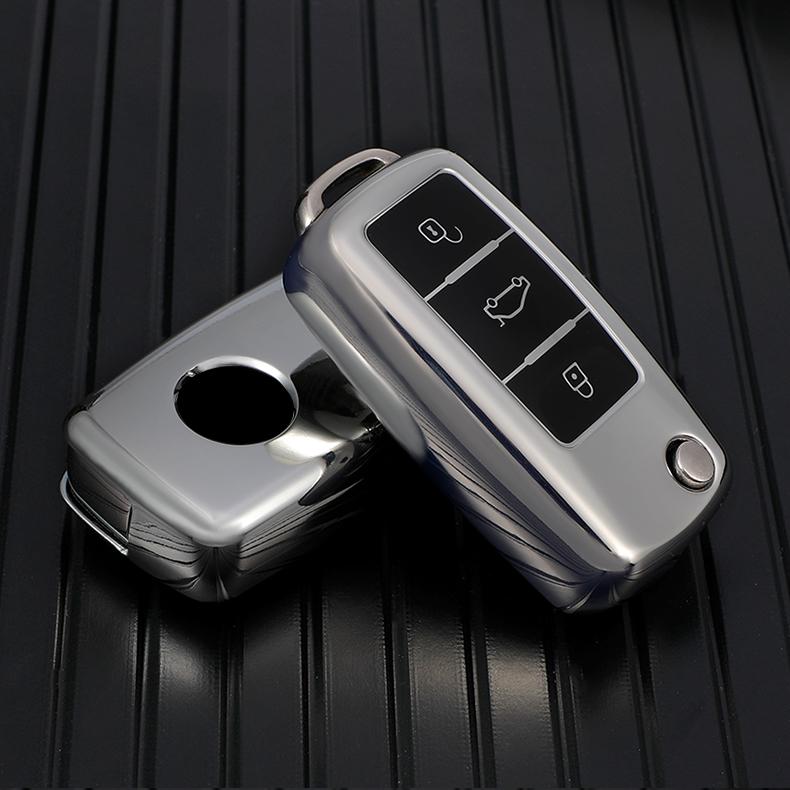 Soft TPU Car Key Case Cover Bag Shell Keychain for VW Polo Bora MK 6 Passat Beetle Jetta Caddy Eos Tiguan for Skoda Octavia