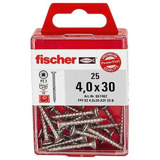 Fischer 657434 Tornillo de construcción Power de Fast 6,0 x 80 Plato cabeza A2 nichtrostender Acero Rosca parcial Interior Estrella TX, 200 unidades