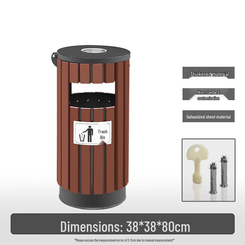 

Outdoor Steel Wood Round Trash Can