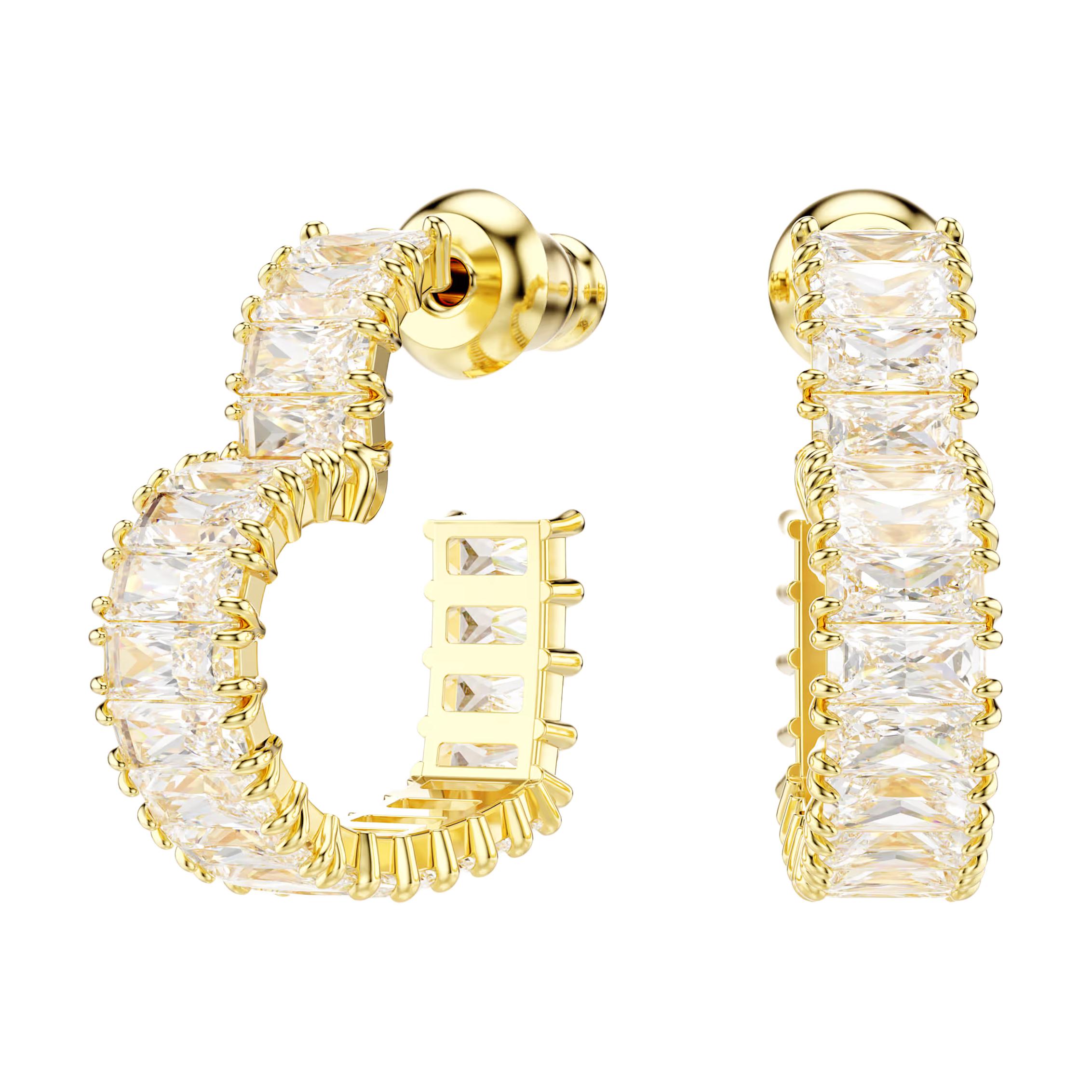 Swarovski Matrix Heart Shaped Open Design Cubic Zirconia Earrings Women earrings Gold 5693512 Box (Random Color)