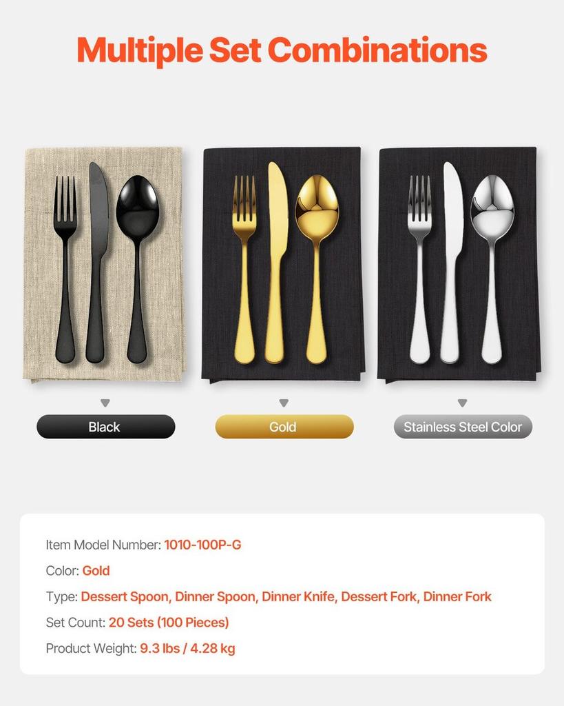 100-Piece Silverware Set Stainless Steel Cutlery Flatware Utensils for 20