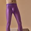 Leggings Trasparenti da Uomo Collant Sexy Setosi Elasticizzati Calze Lucide Trasparenti Slim Ultra-Sottili Anti-Gancio Pantaloni con Tasca a U Convessa