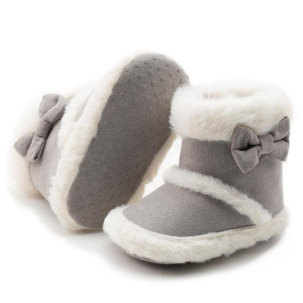 2025 Herbst/Winter Kleinkind Baumwollstiefel: Mit Schleife, Mehrfarbig, Rutschfeste Weichsohle