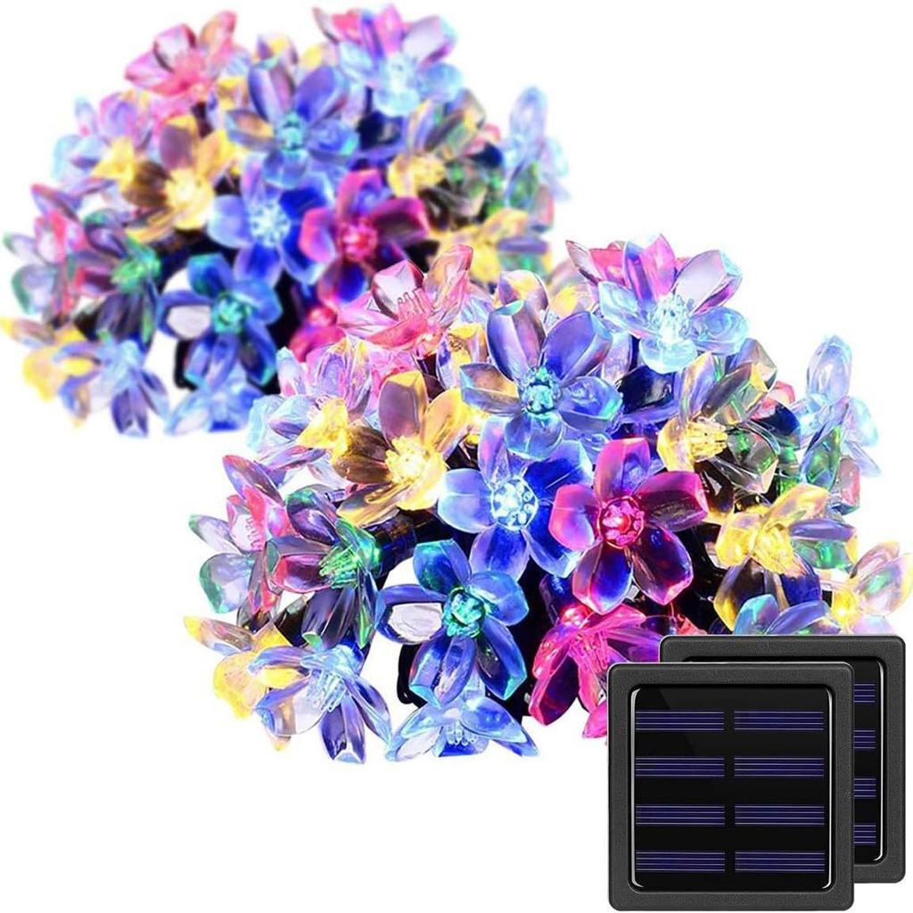 LED Cherry Blossom Solar String Lights for Outdoor Patio & Balcony Decor