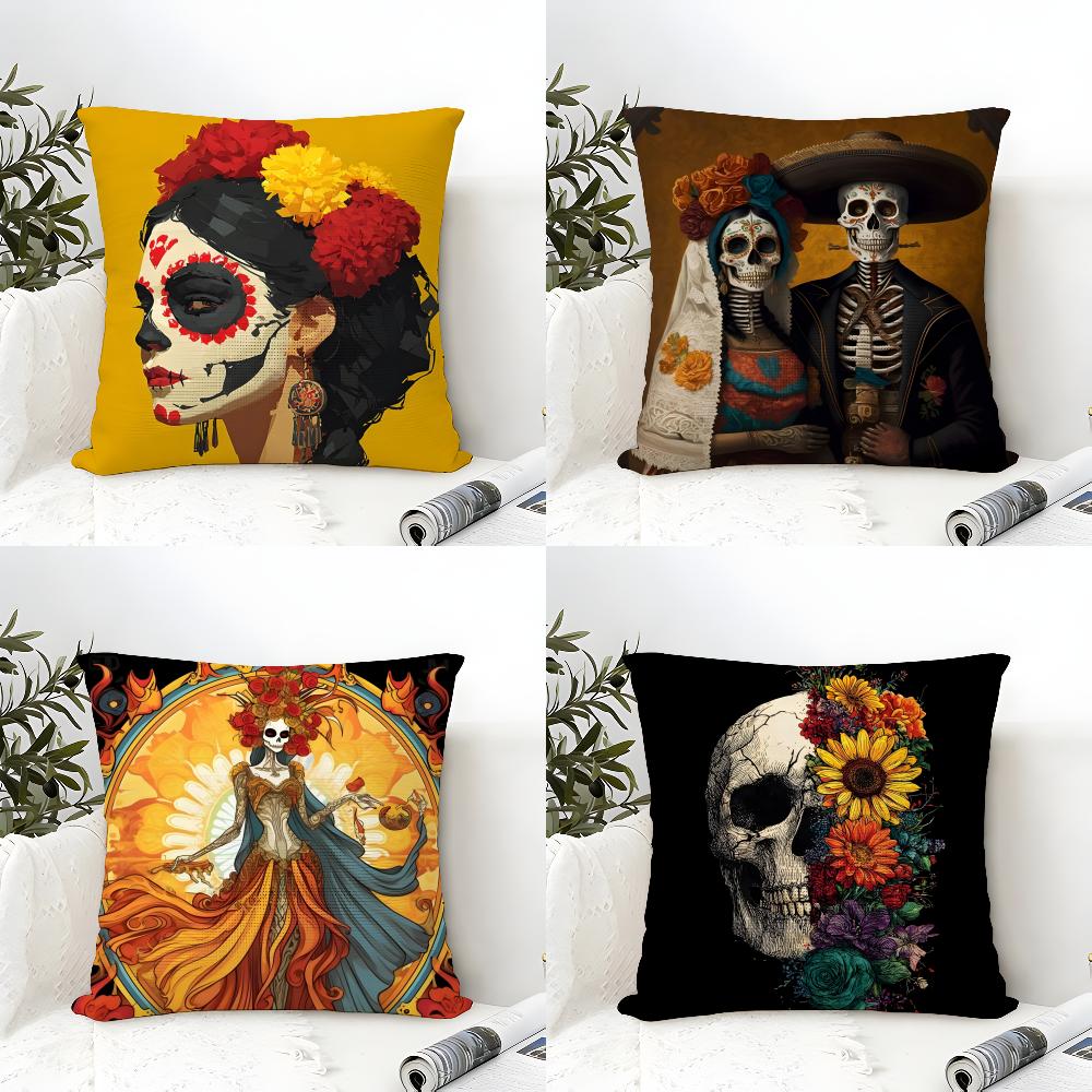 Festival Day Of The Dead Art 1 Pillow Case Linen Cushion Covers For Decorative Sofa Home Pillows Case Car Chair Pillows Cases