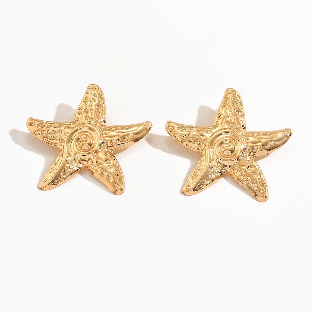 Seaside earrings summer ocean vacation wind alloy starfish earrings women's European and American niche exaggerated earrings