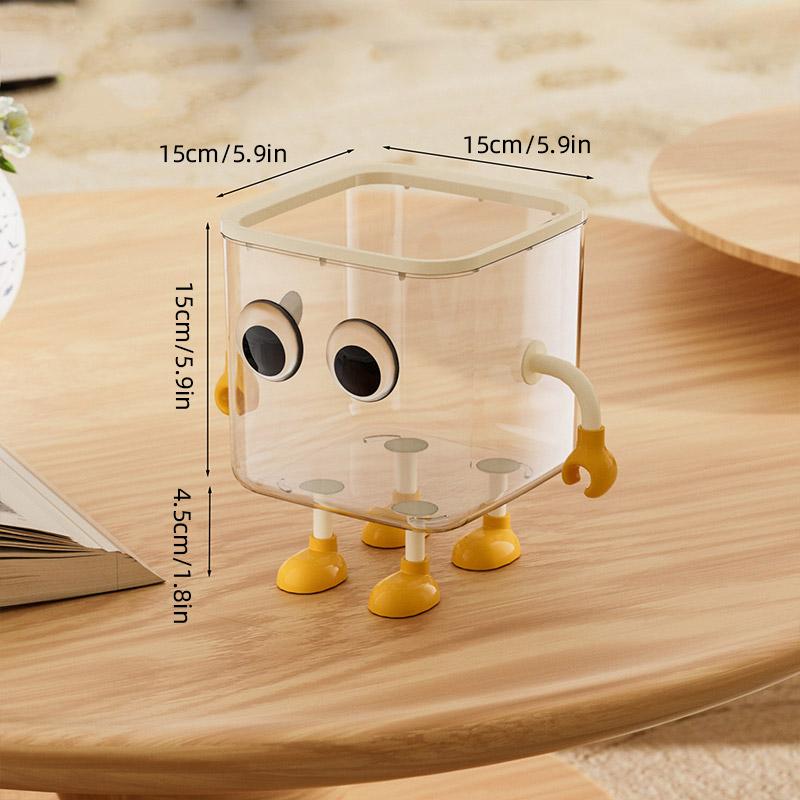 Creative Desktop Trash Can Transparent Cartoon Storage Box Makeup Sundries Bucket Organizer Holder Case