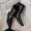 Flats Women Ankle Boots Square Toe Fashion Sexy Leather New Shoes 2025 Trend Designer Classic Buckle Goth Winter Botas De Mujer