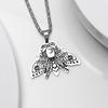 Fashion Witchy Moon Moth Necklace Chain Women Silver Titanium Steel Pendant Jewelry