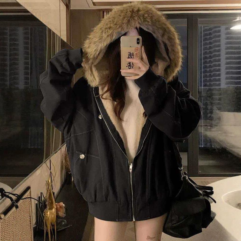 New winter feeling short cotton clothes women's casual loose pie overcome warm velvet jacket