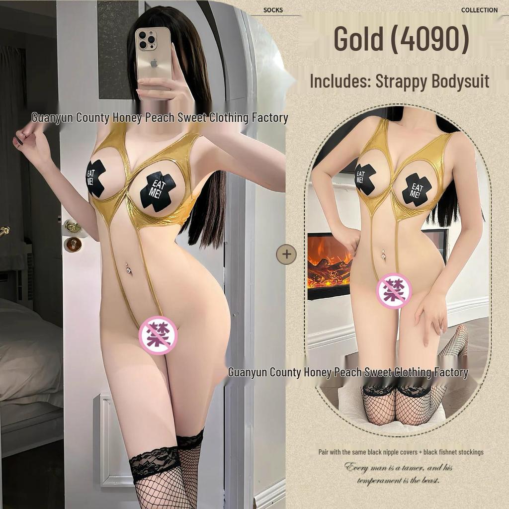 Sleek Cutout Hot Stamping Bodysuit for Nightclub and Private Room