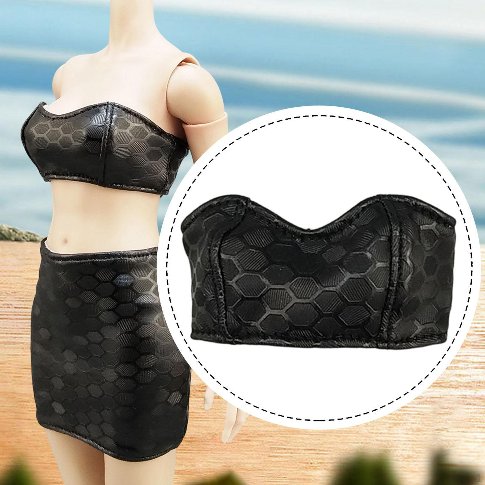 

1/6 Scale Summer Bandeau Top Costume for Action Figures, Breast Wrap Female Dolls (12 ) black Pattern