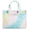 Coach Cargo 26 Rainbow Tie-Dye Print Canvas Recycled Leather Shoulder Crossbody Tote Bag Medium Women bags Silver Multicolor CU129-LHL38