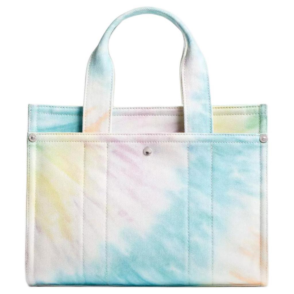 Coach Cargo 26 Rainbow Tie-Dye Print Canvas Recycled Leather Shoulder Crossbody Tote Bag Medium Women bags Silver Multicolor CU129-LHL38