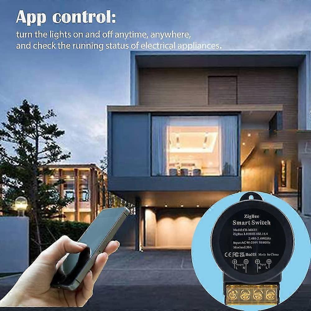 30A High Power ZigBee Smart Switch, DIY Wireless Remote Control Module with Smart Life App,Timer Function - DD