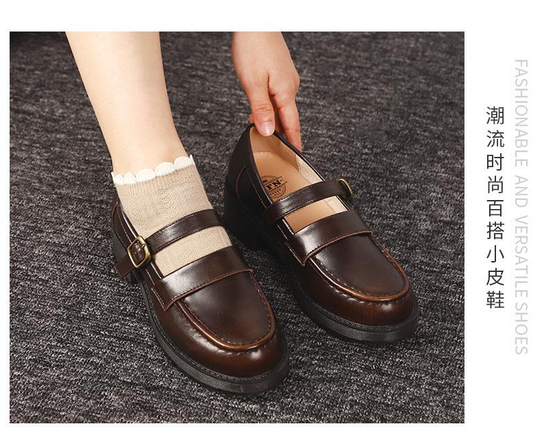 Mode Ledergürtel Dekorative Schleife Dicksohlige Loafer Retro Nostalgisch Rindsleder Flach Damen Studentenstil Japanischer und Koreanischer Stil