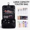 Portable Hanging Cosmetic Bag for Women, Large Capacity Travel Makeup Organizer with Compartments for Toiletries & Jewelry