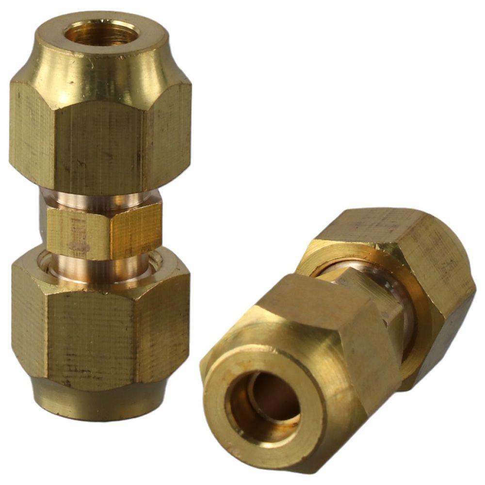 2 Pcs 1/4" Air-Conditioning Copper Pipe Butt Joint Extension Copper Pipe Joint Copper Pipe Quick Joint  Middle Flared Joint