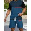 Men's Sports Short Sleeve Top Shorts Set Plus Size Breathable Basketball Sports Clothing Stripe Print T-shirt Shorts 2-piece Set