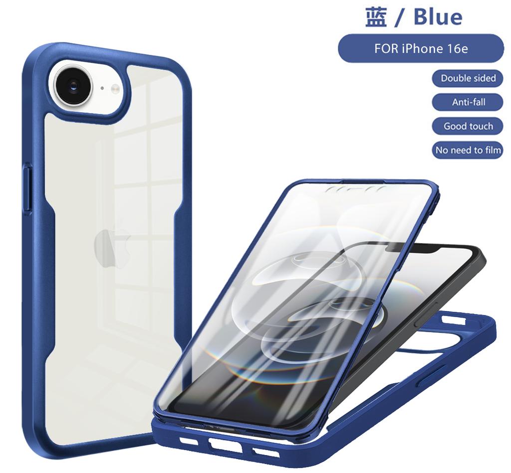 360 Full Protection Case For iPhone 16e Clear Screen With Silicone Bumper TPU+PC Back Cover For iPhone 16 e iPhone16e 2025 Funda